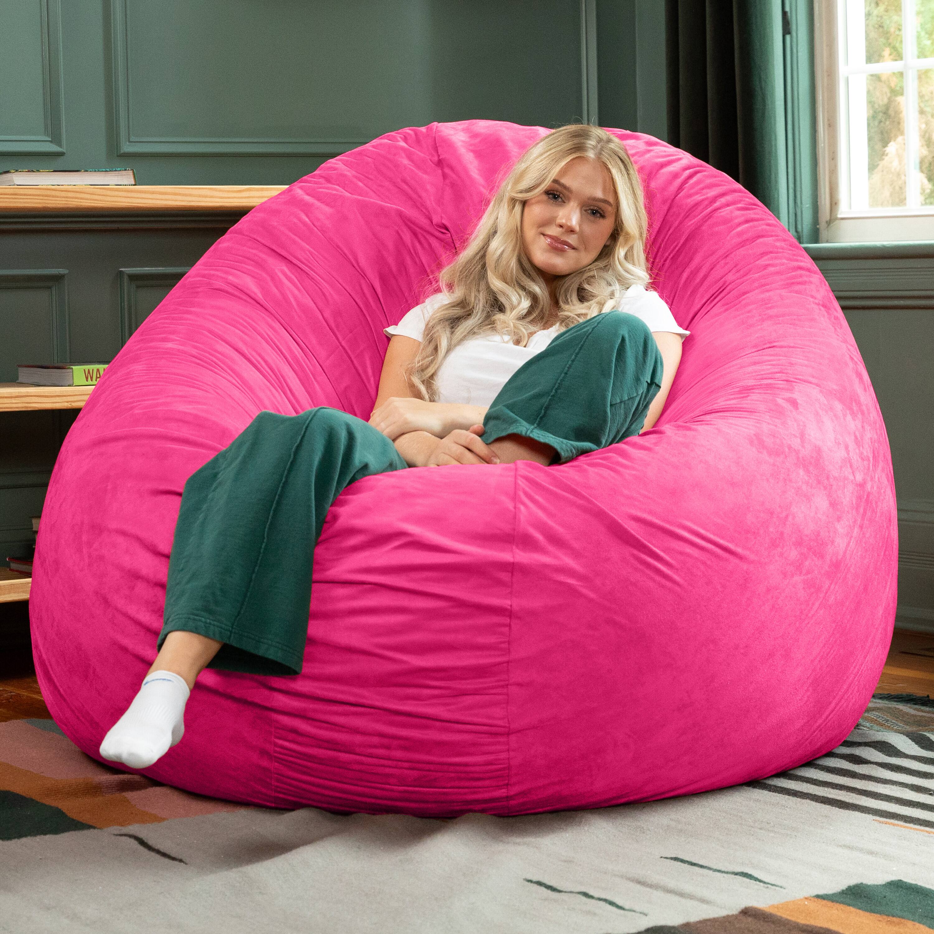 Back. Jaxx - Jaxx 6 Foot Cocoon - 2-in-1 Convertible Bean Bag Bed & Large Bean Bag Chair for Adults, Fuchsia - Fuchsia.
