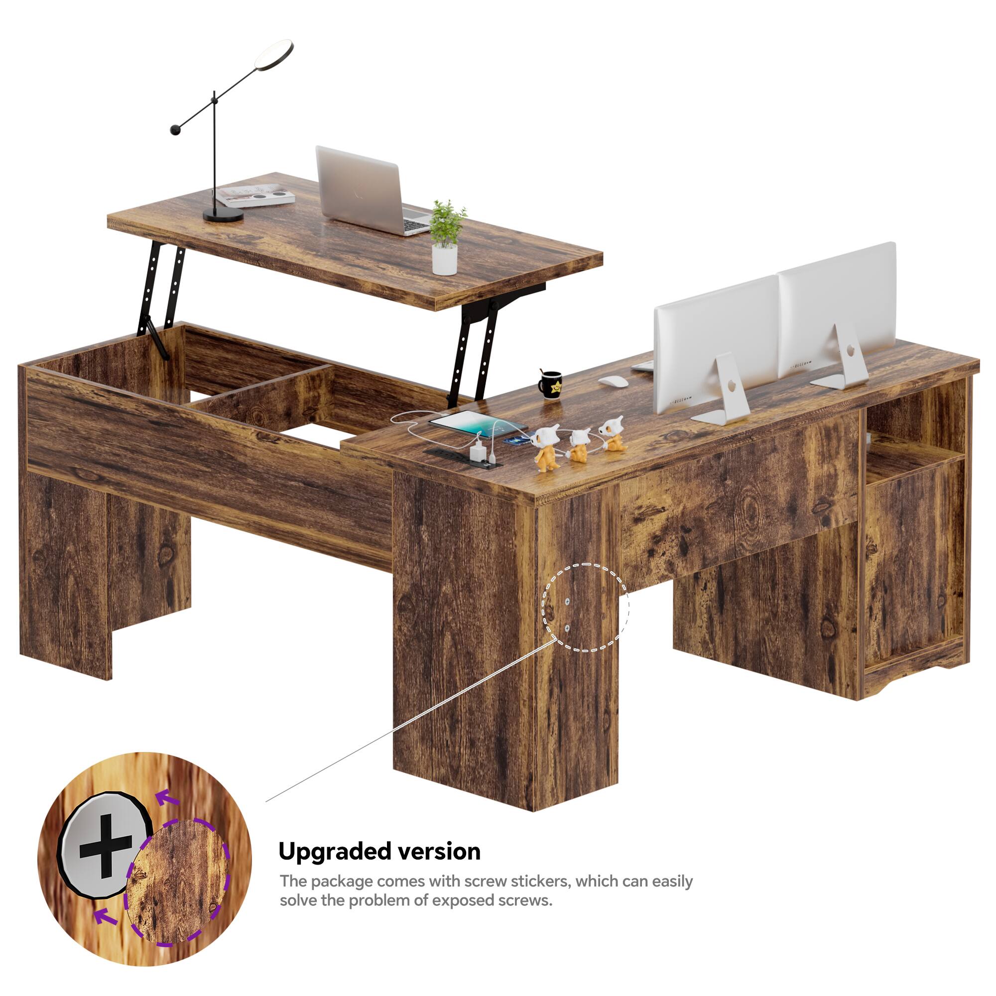 Upgraded version  
The package comes with screw stickers, which can easily solve the problem of exposed screws.