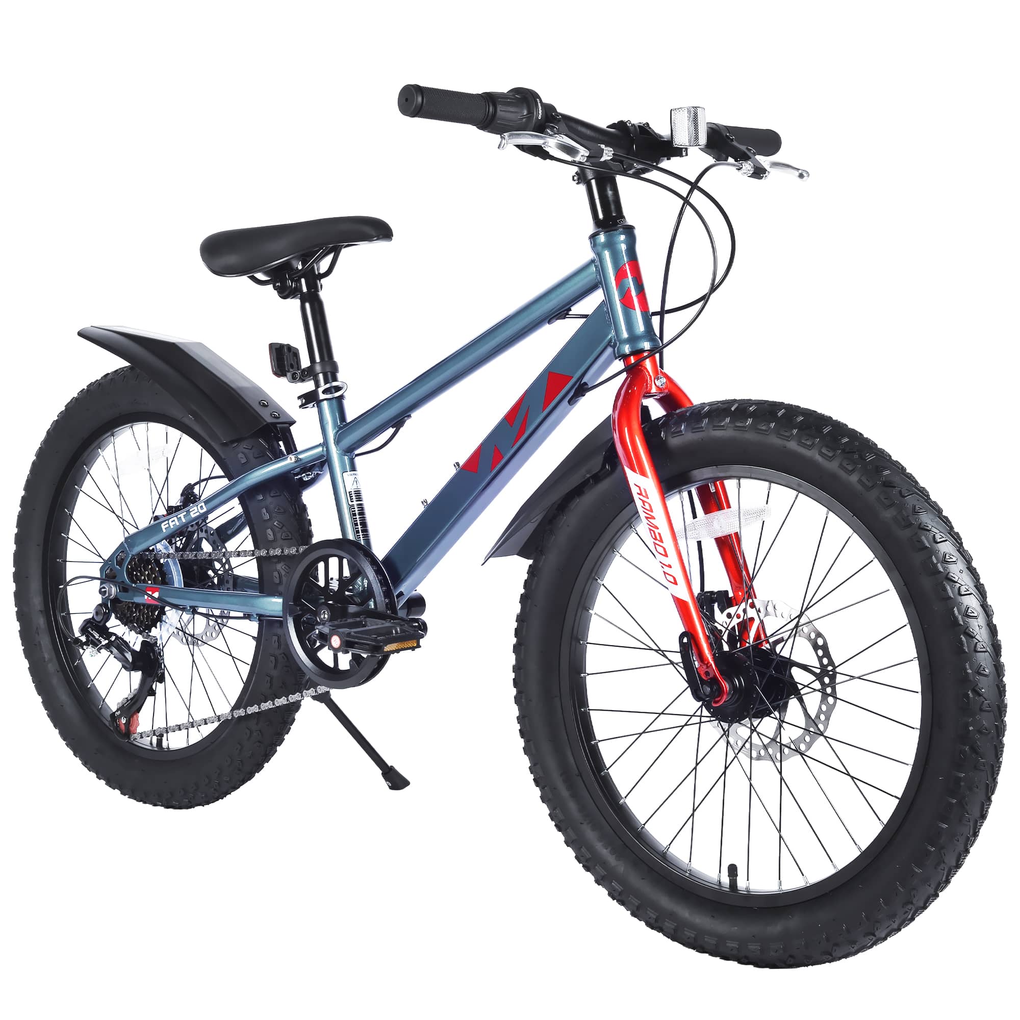 APRILSOUL - 20 Inch Kids Fat Tire Bike 5 Years 7 Speed Dual Disc Brakes - Gray