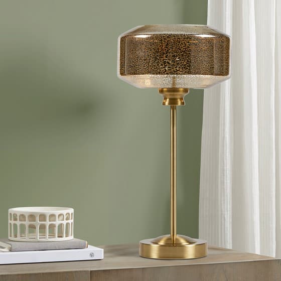 Alt View 5. Luckbyte - 17" Gold Mercury Glass Table Lamp.
