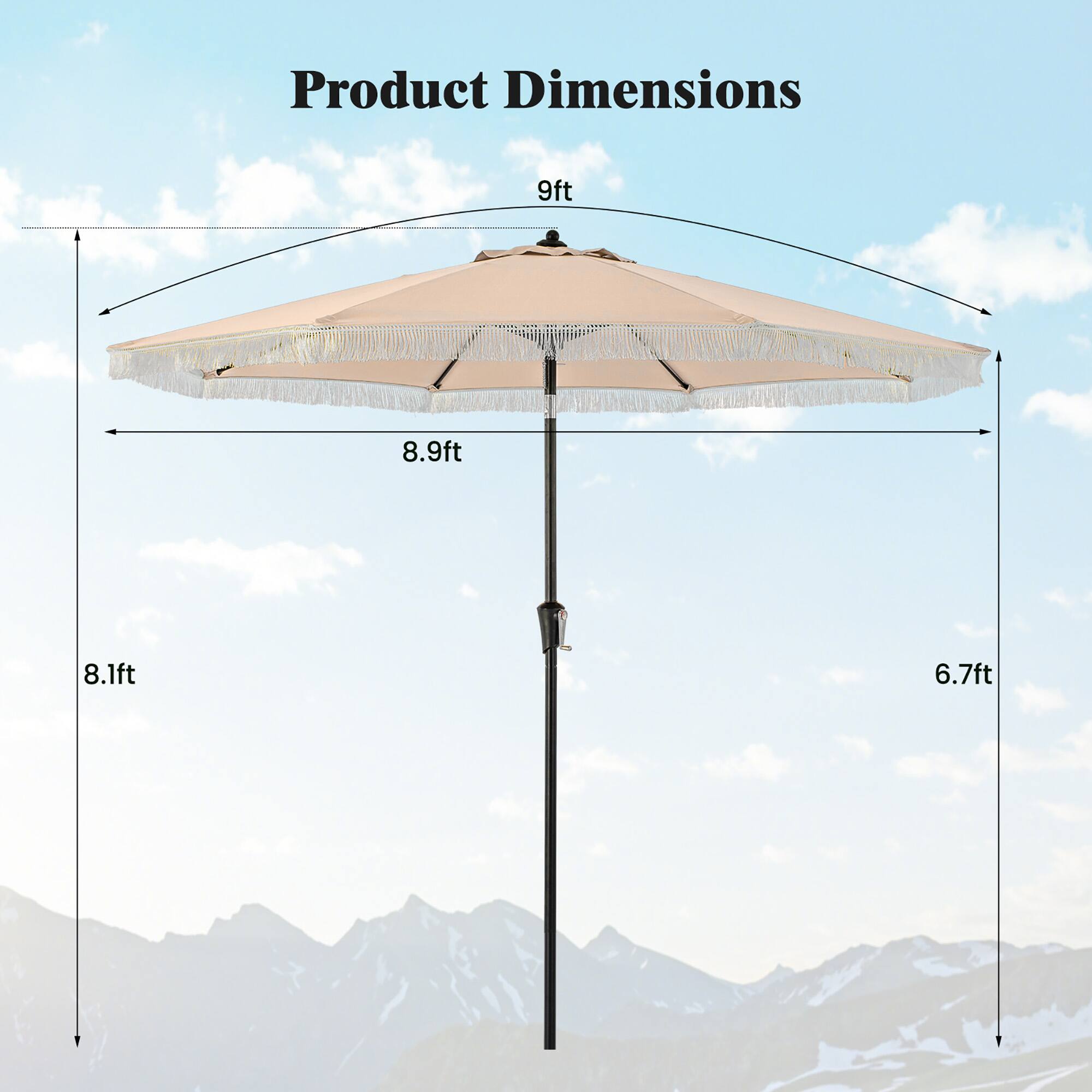 Product Dimensions: 9ft, 8.9ft, 8.1ft, 6.7ft