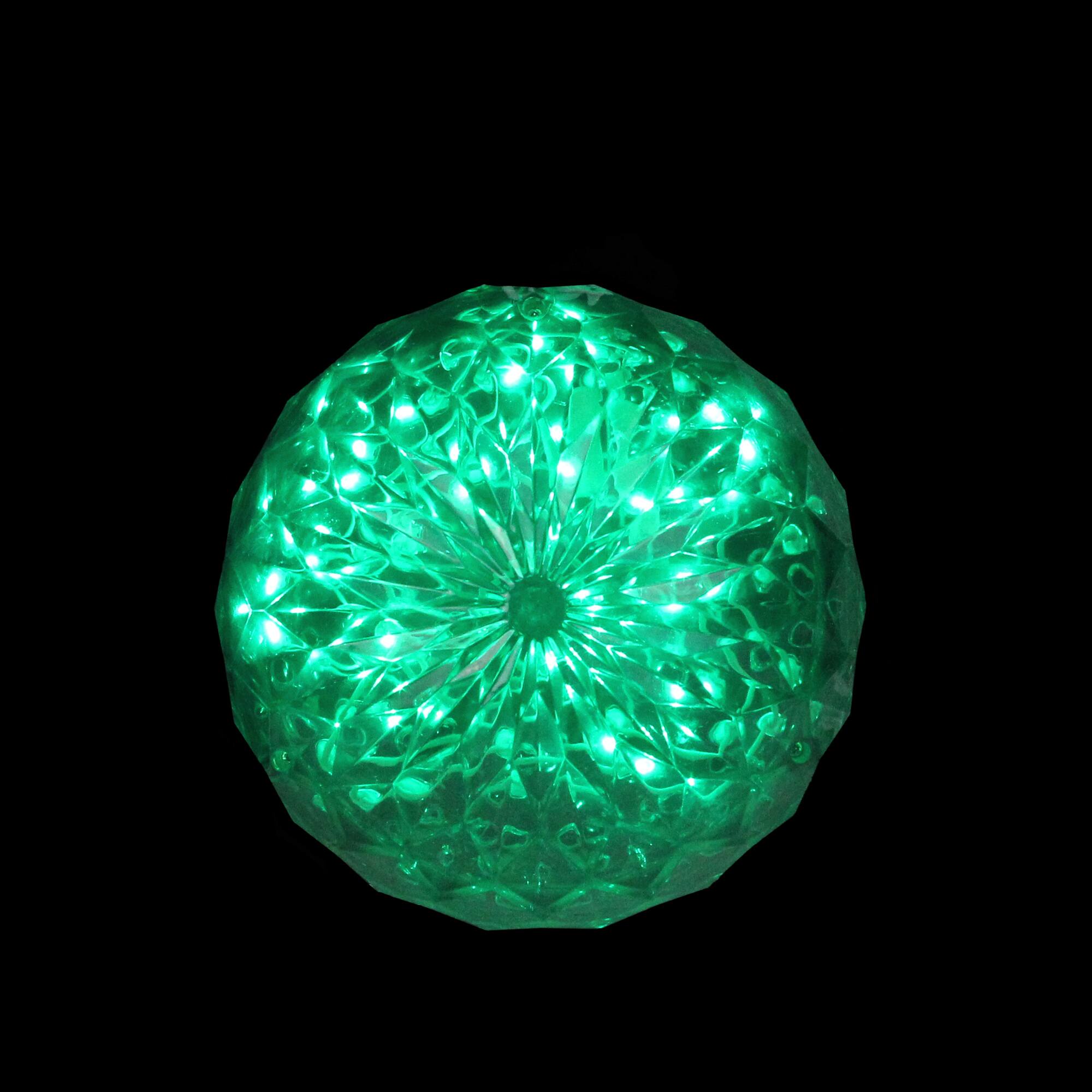 Front. Northlight - LED Lighted Crystal Sphere Outdoor Christmas Decoration - 6" - Green - Green.