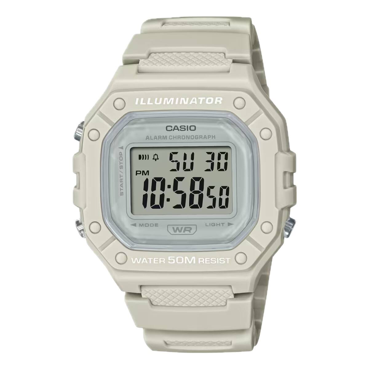 Casio - Men's Water-Resistant Digital Watch with Band - W-218HC-8AVCF - White