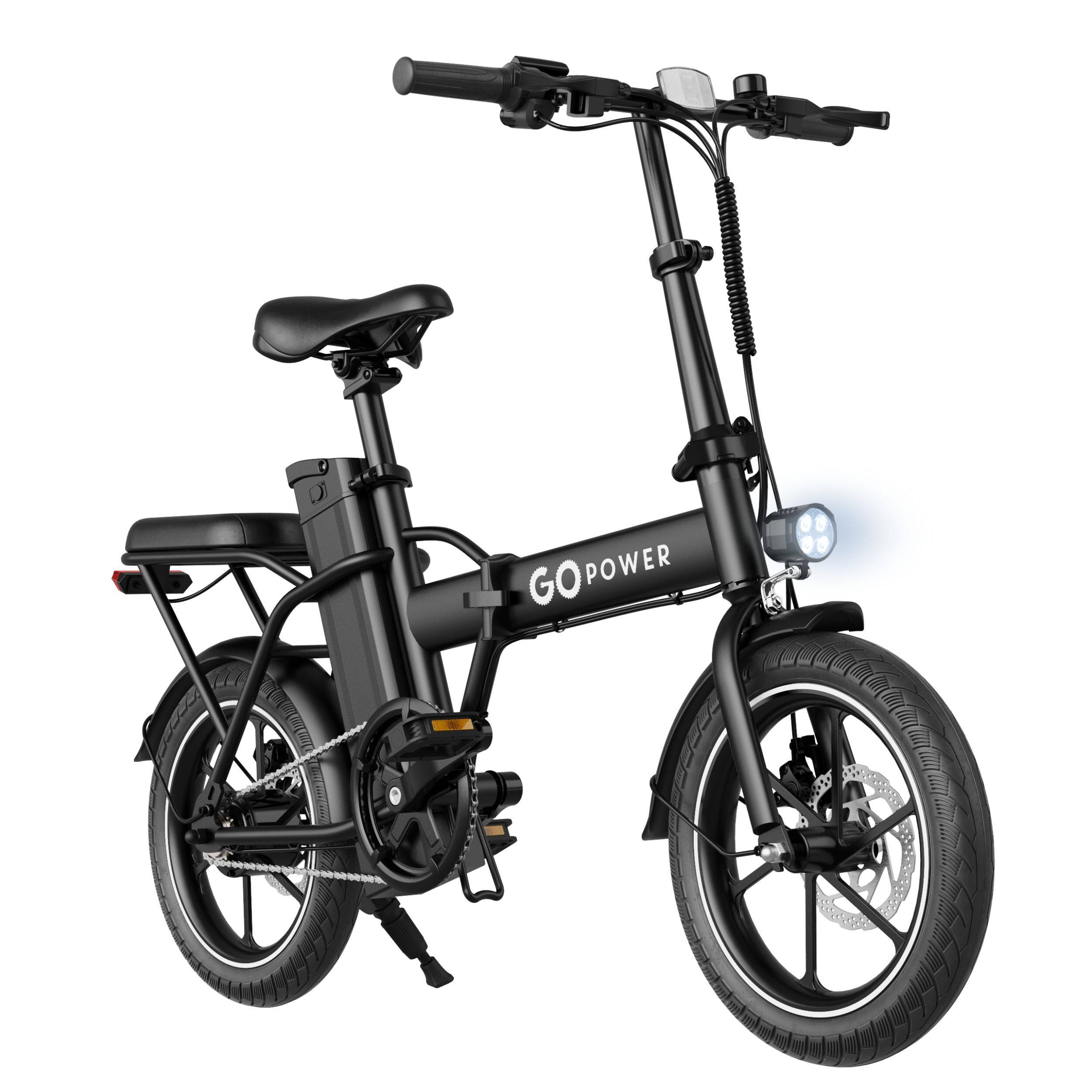 Angle. GoPowerBike - GoPowerBike GoRay Folding Electric Bike 20mph Max Speed & 350W Motor - Black.