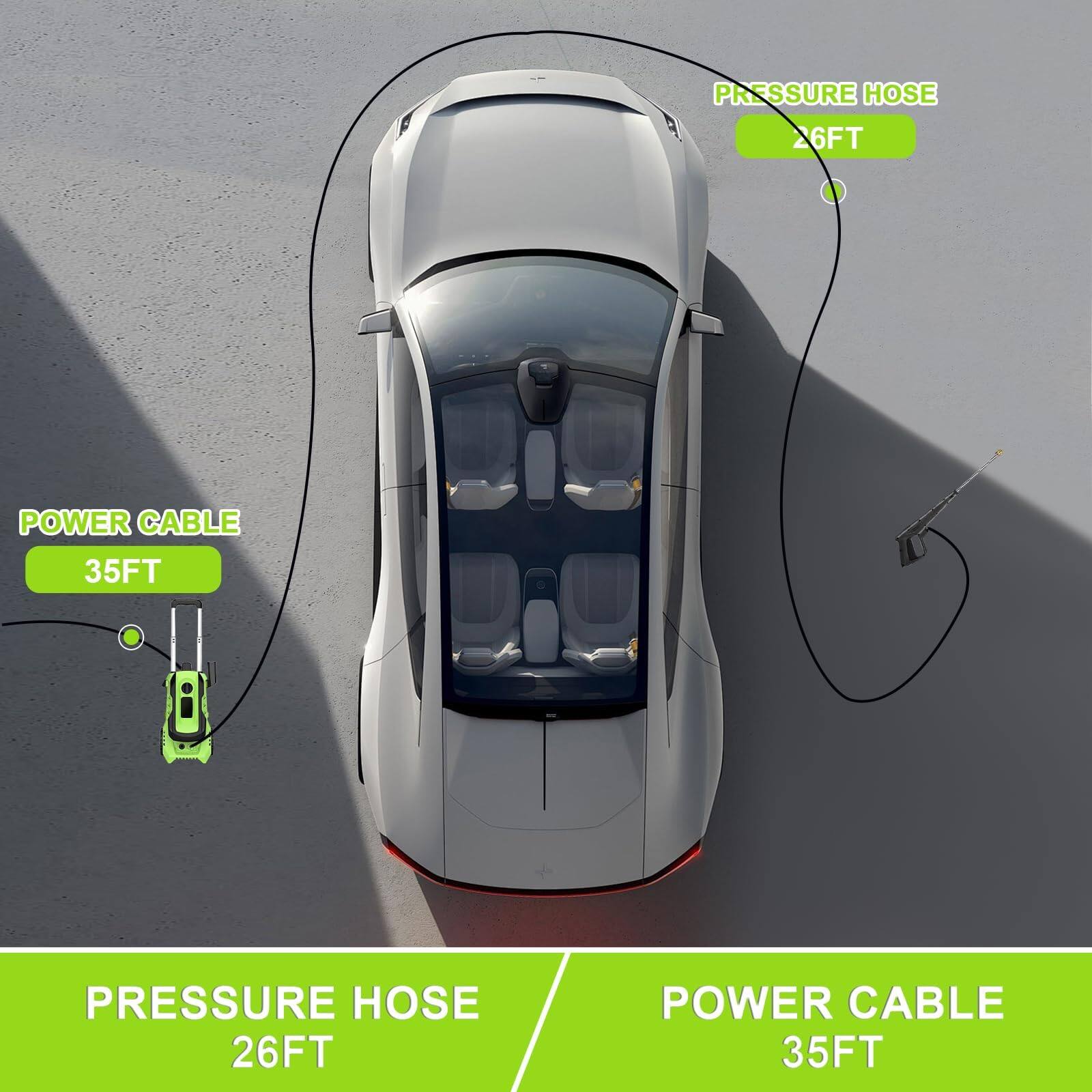 PRESSURE HOSE 26FT
POWER CABLE 35FT