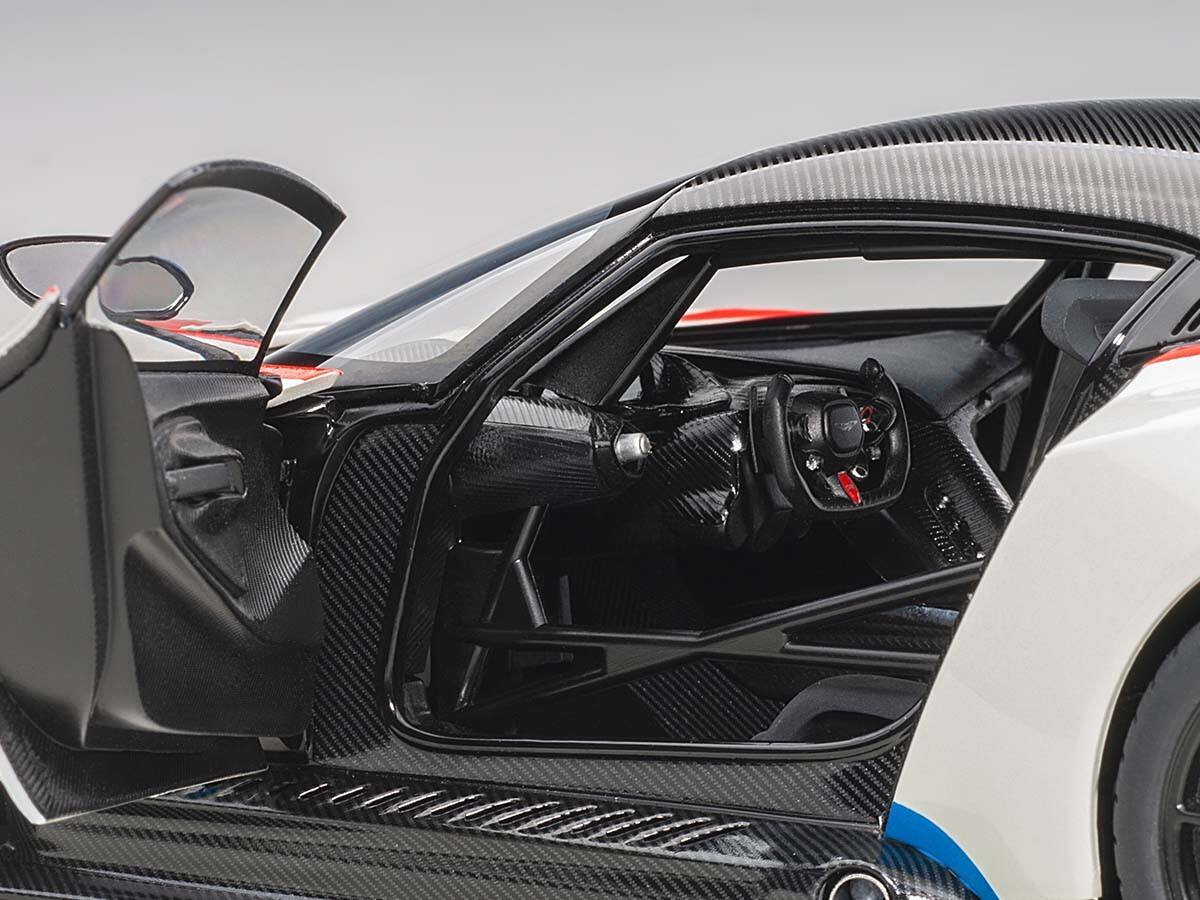Alt View 2. Autoart - Aston Martin Vulcan Stratus White with Red and Blue Stripes 1/18 Model Car by Autoart.