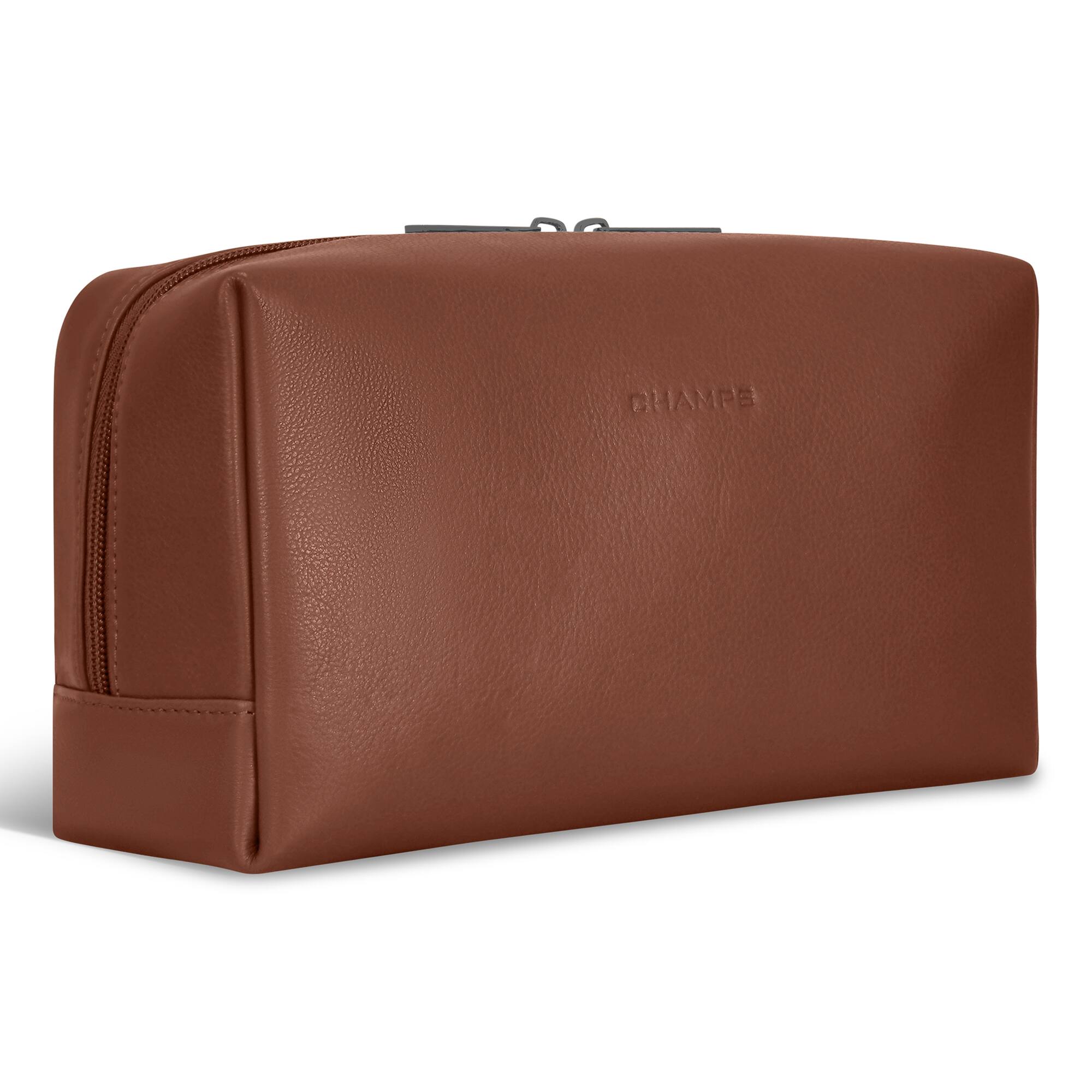 Angle. Champs - Onyx Collection Leather Toiletry Bag - Brown.