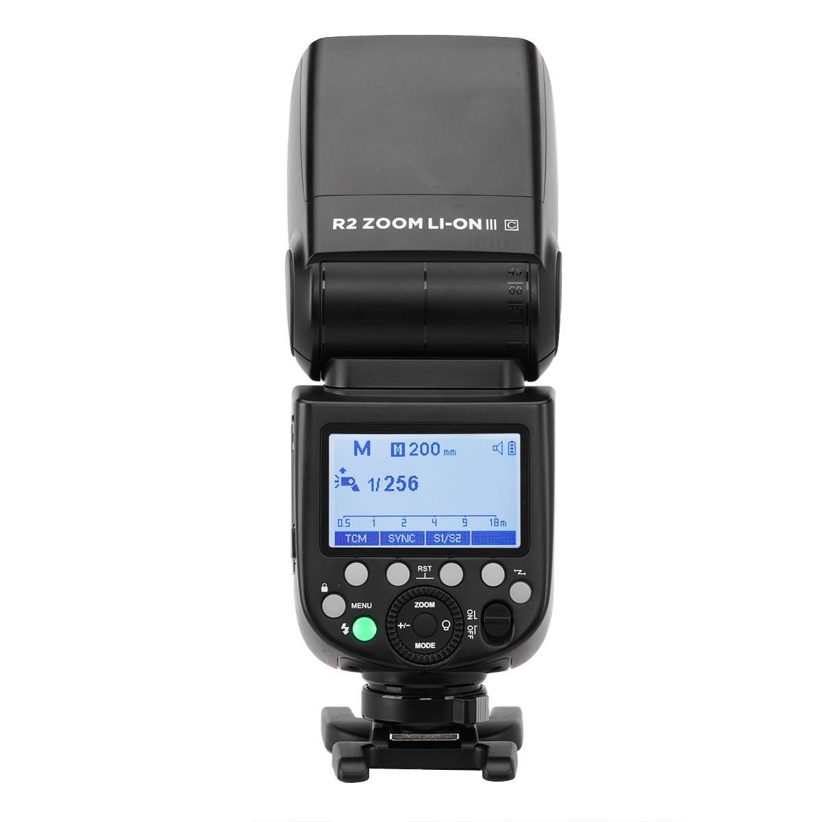 R2 ZOOM LI-ON III

M 200mm
1/256
0.5 | TCM
2 SYNC
4 9 S1/S2
18m
RST
MENU
ZOOM + 9 MODE