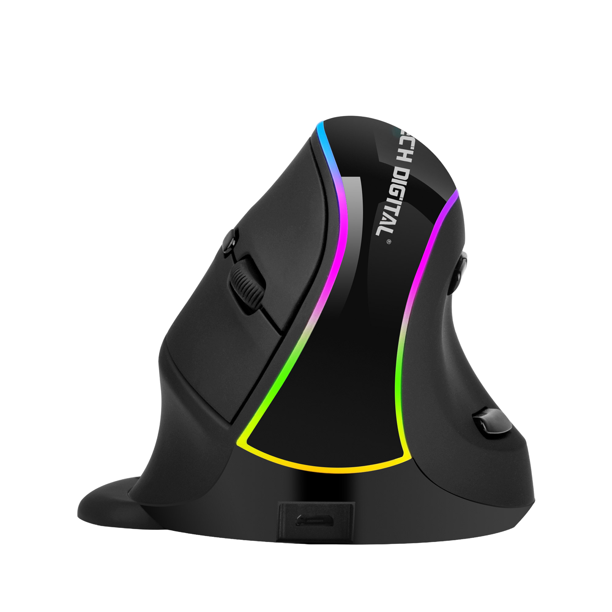 J-Tech Digital - Wireless Rechargeable Vertical Ergonomic Mouse - Wireless - Black