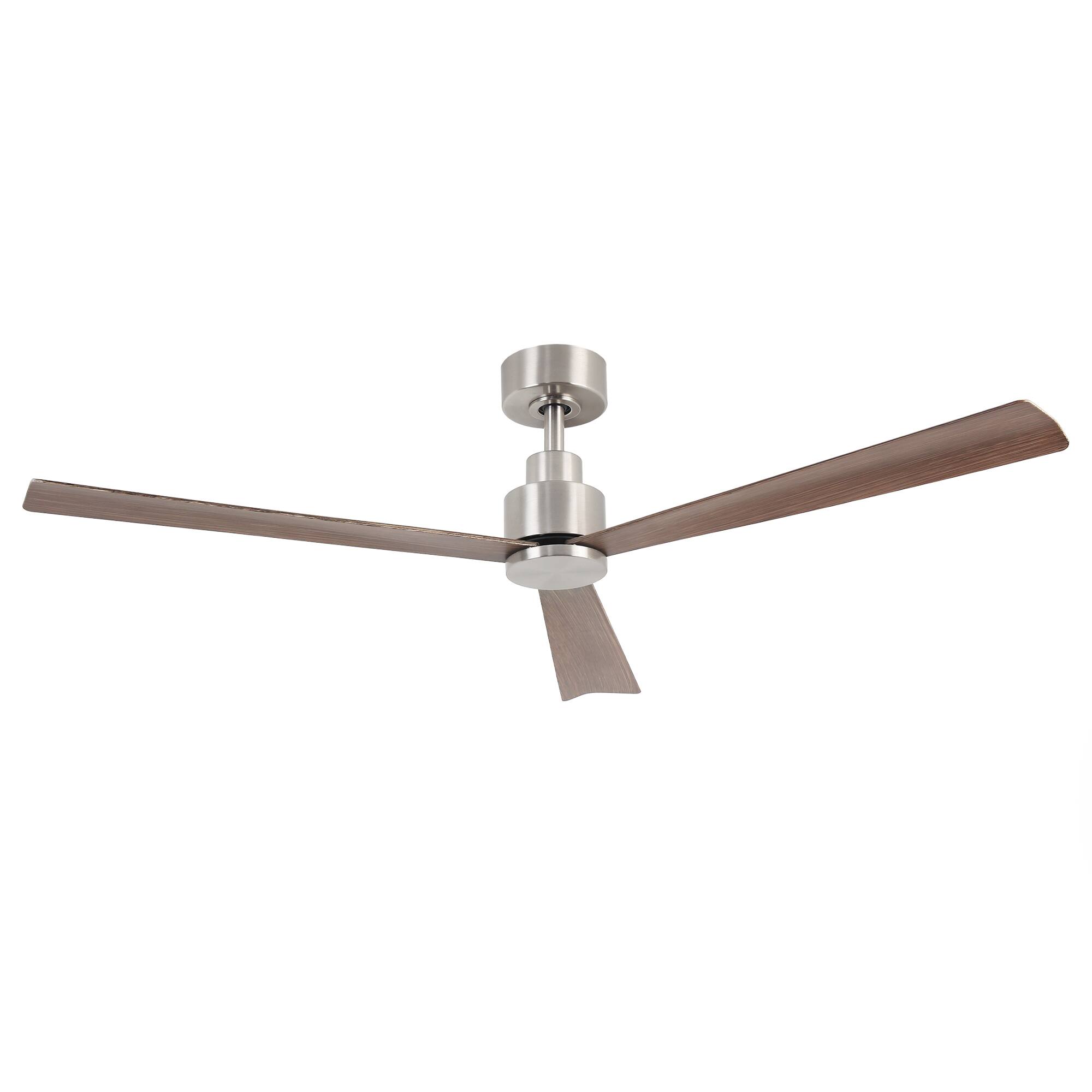 Alt View 6. Parrot Uncle - 52" Modern 3-Blade Ceiling Fan with Reversible DC Motor, 6-Speed, Remote Control, No Light - Nickel.