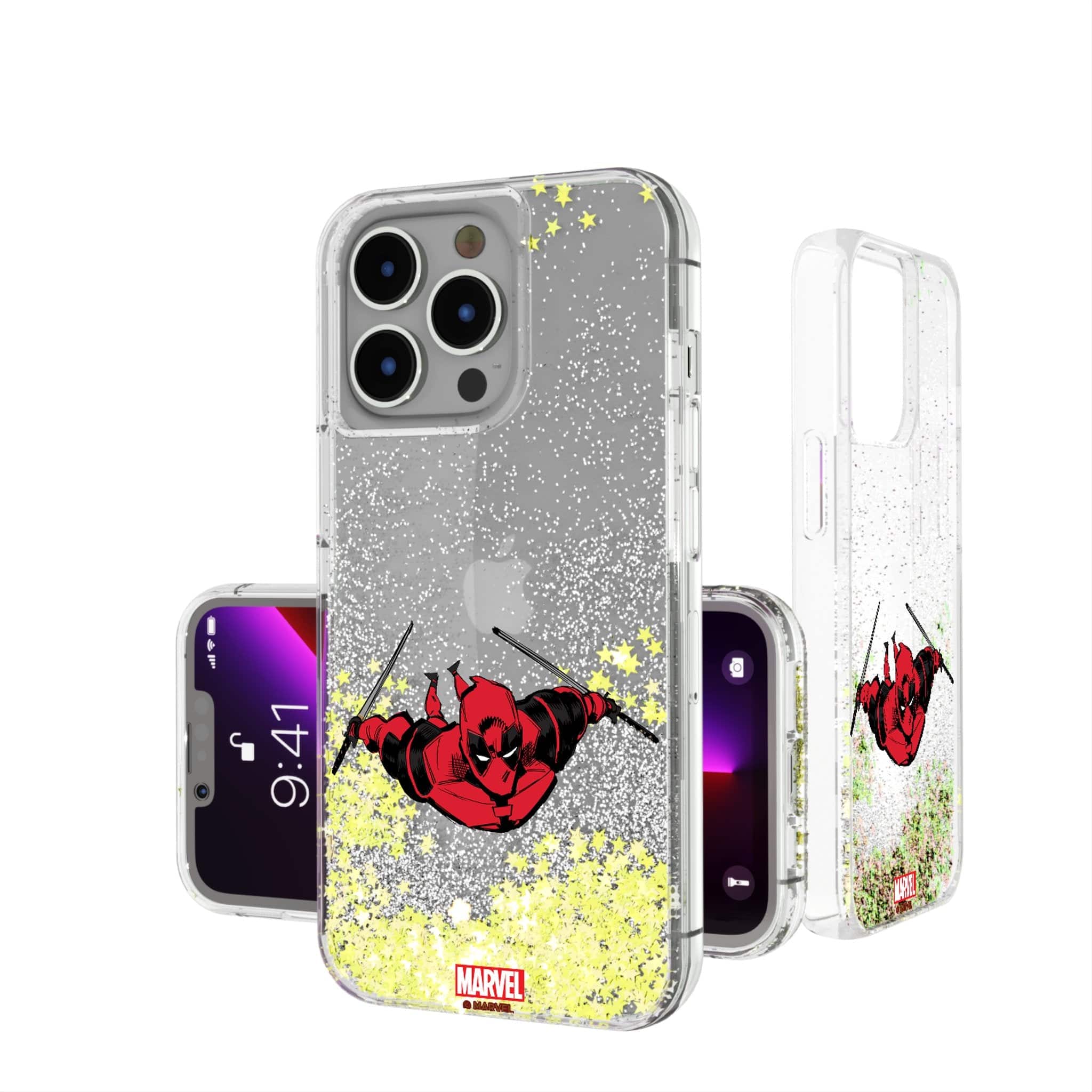 Keyscaper - Marvel Badge Glitter Phone Case - Apple iPhone 16 - Deadpool 1