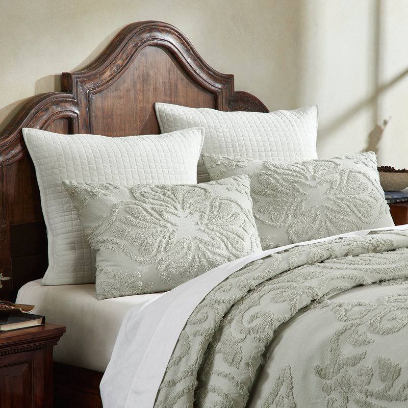 Back. Hivvago - Queen Size 100-Percent Cotton Chenille 3-Piece Coverlet Bedspread Set in Sage - Sage.