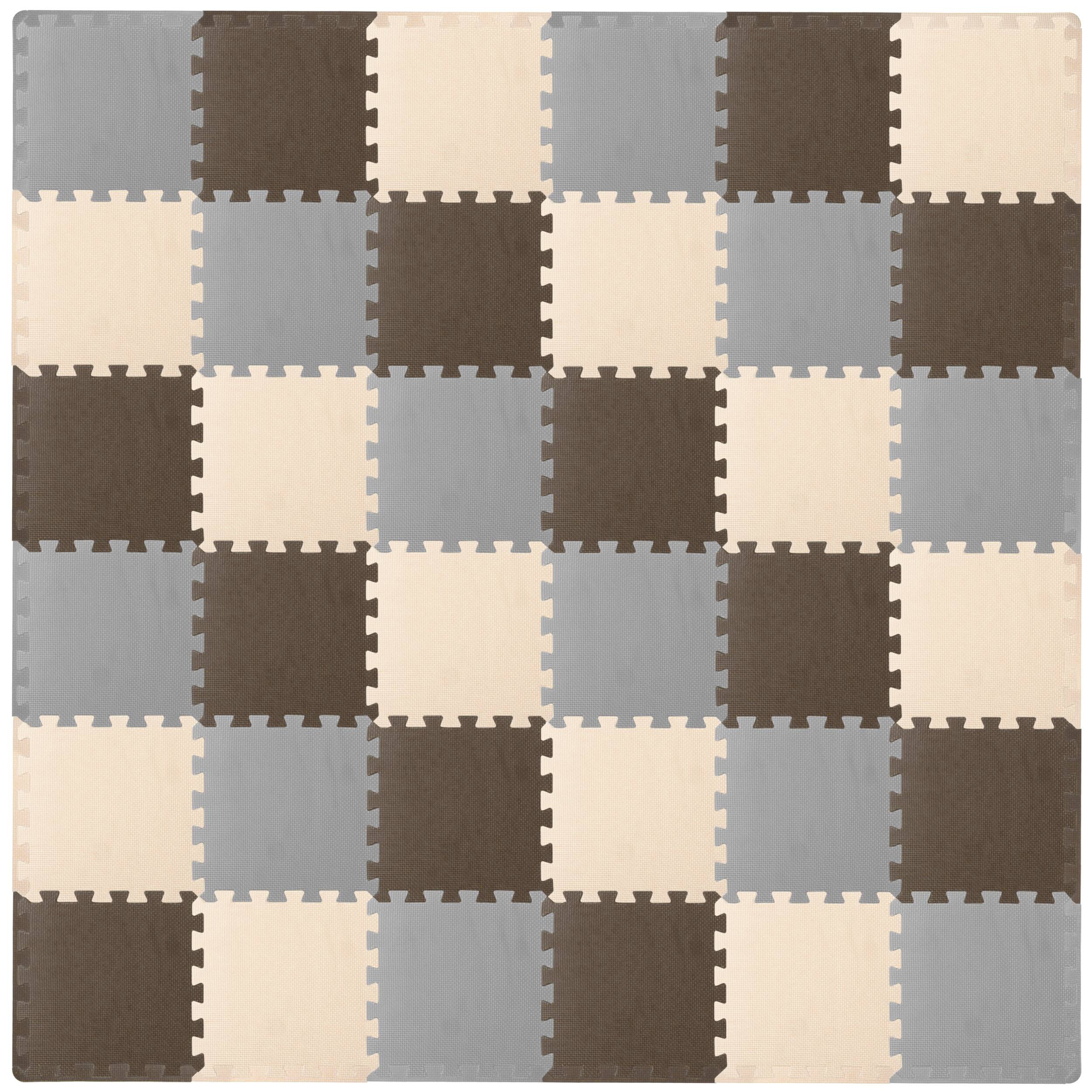 ProSource - ProsourceFit Kids Solid Floor Play Mat 3/8-in, 36 sf - Brown/Beige/Grey