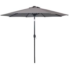 Sunnydaze - 9 ft Solar Aluminum Patio Umbrella with Tilt and Crank - Gray