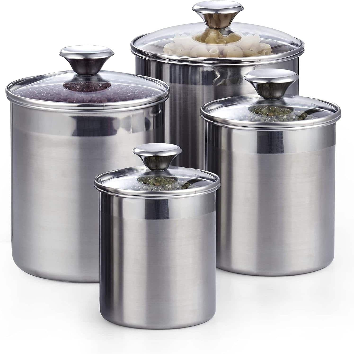 Cooks Standard - Airtight Kitchen S/S Canister Set W/Lid for Coffee, Flour & Sugar Storage ,Pantry Organization Jars - Silver
