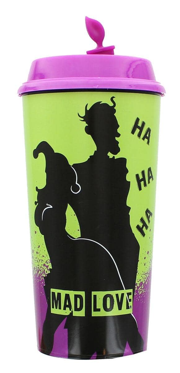 "DC Comics - ""Mad Love"" Harley Quinn and The Joker Travel Cup | Purple - Multicolored" price history on PriceWatchPro