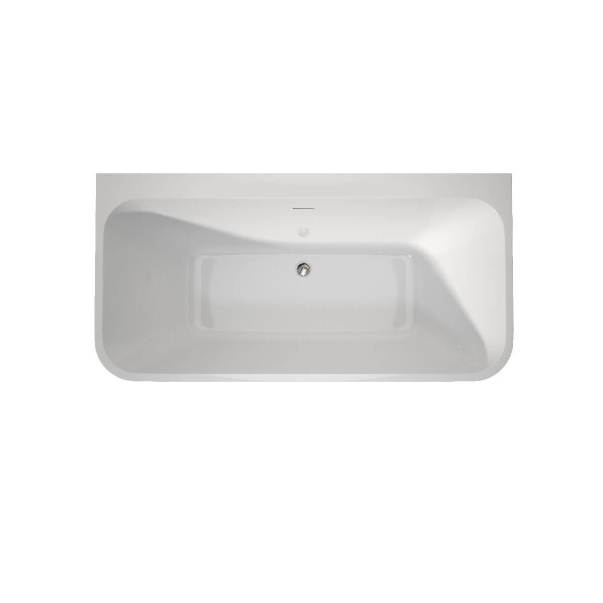Back. Loheer - Loheer 59 Inch Freestanding Acrylic Soaking Bathtub Gloss White Rectangular Stand Alone Tub - Gloss White.