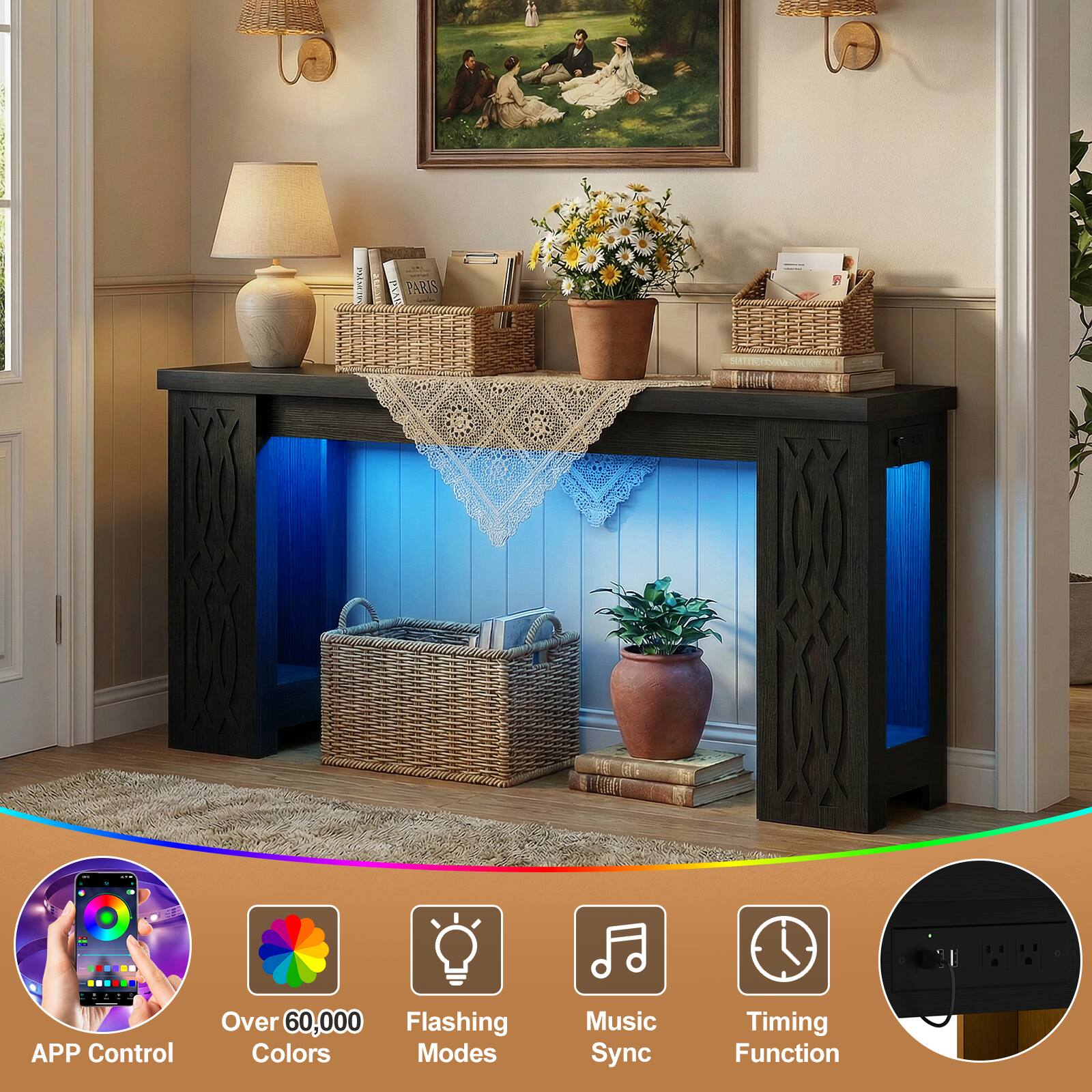 PSLWTR PCM PARIS B APP Control Over 60,000 Flashing Colors Modes Music Sync Timing Function