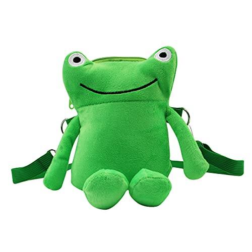 Front. ESBANY - Women Kids Cute Plush Frog Crossbody Bag Small Cell Phone Wallet Coin Purse Bag Shoulder Handbag - Green.