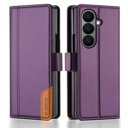 Dteck - Wallet Case for Samsung Galaxy Z Fold8 Ultra, Leather Folio Cover with Card Slots & Magnetic Closure - Purple