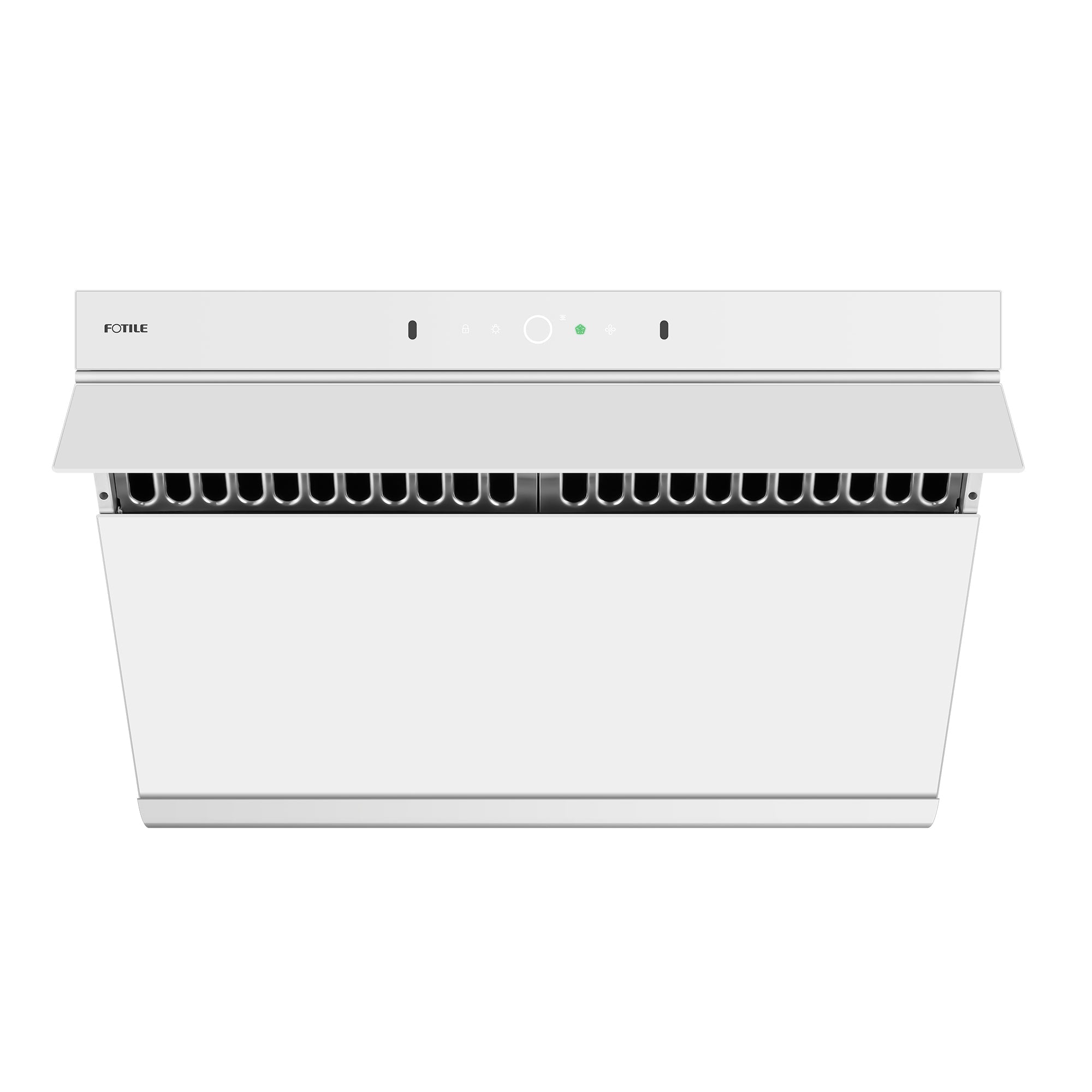 Angle. FOTILE - FOTILE 30" 1100CFM Under Cabinet|Wall Mount Range Hood in White Tempered Glass - White.