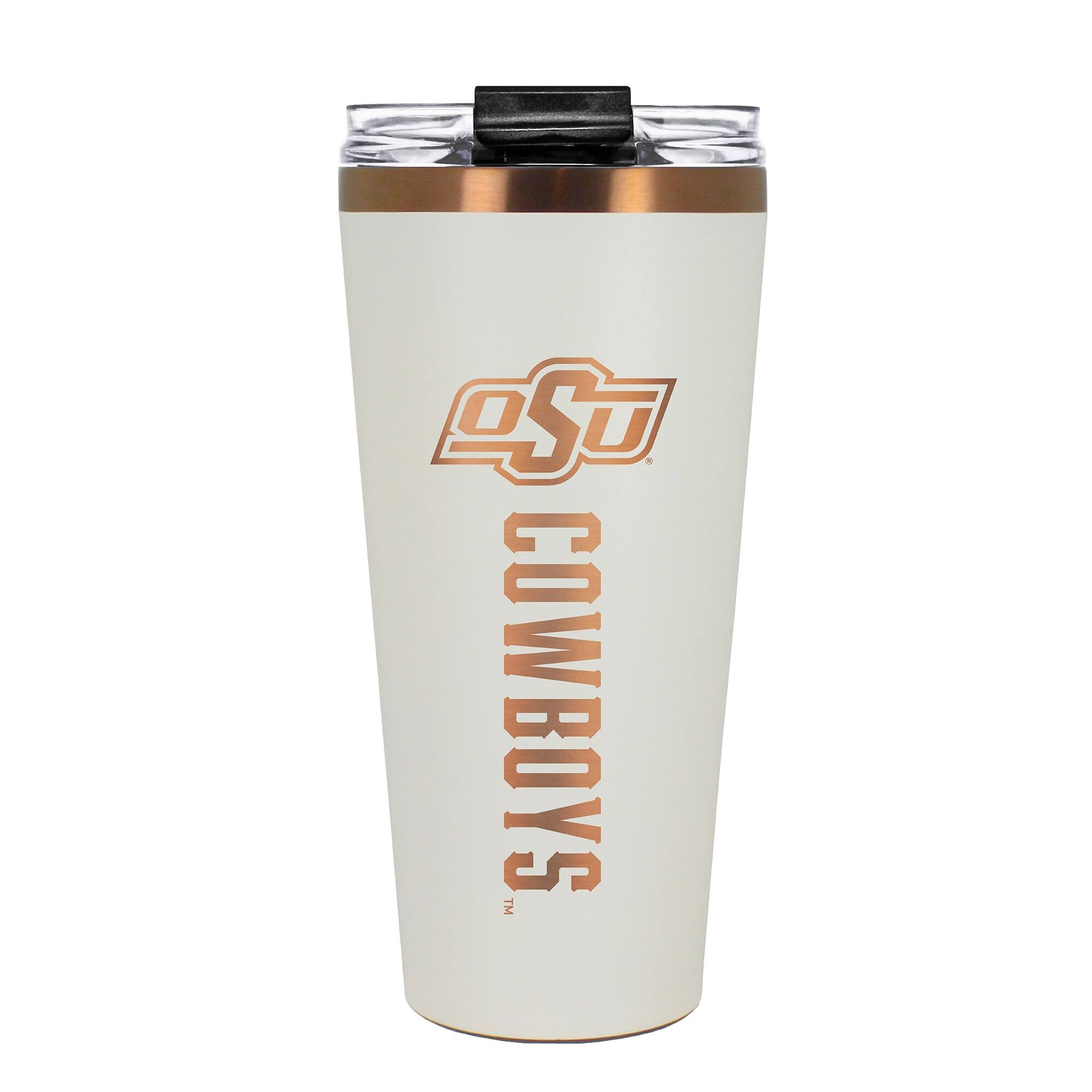 Front. Great American Products - Oklahoma State Cowboys 30oz. Big Slim Tumbler - Cream.