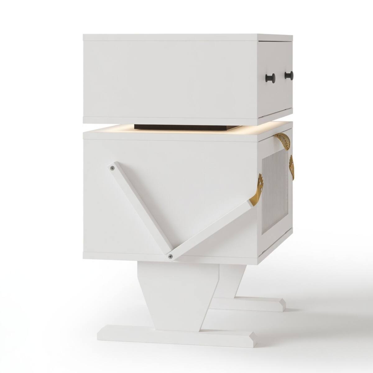 Loheer Robot LED Nightstand with 360 Degree Rotating Drawer, 20.7 Inch ...