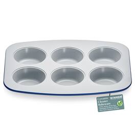 Bakken- Swiss - Bake with Elegance: 6-Cup Pan Set – Non-Toxic Ceramic, PFOA/PFAS Free, Heavy-Duty Steel, 5 Stylish Colors - Blue