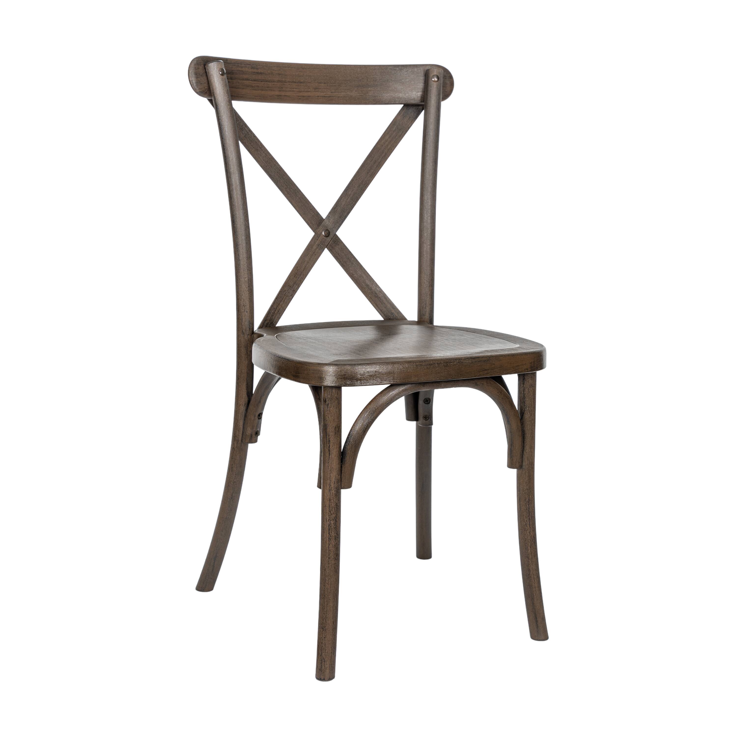 Alt View 1. Emma + Oliver - Hensler Weather-Resistant Wood Look Stackable Resin Cross Back Chair for Indoor/Outdoor Use - Dark Brown.