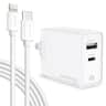 Overtime - 38W USB-C Wall Charger with Apple MFI Certified 6ft USB-C to Lightning Cable for iPhone and iPad, White - White