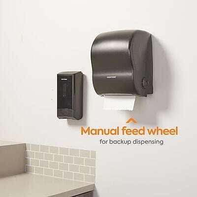 Manual feed wheel for backup dispensing