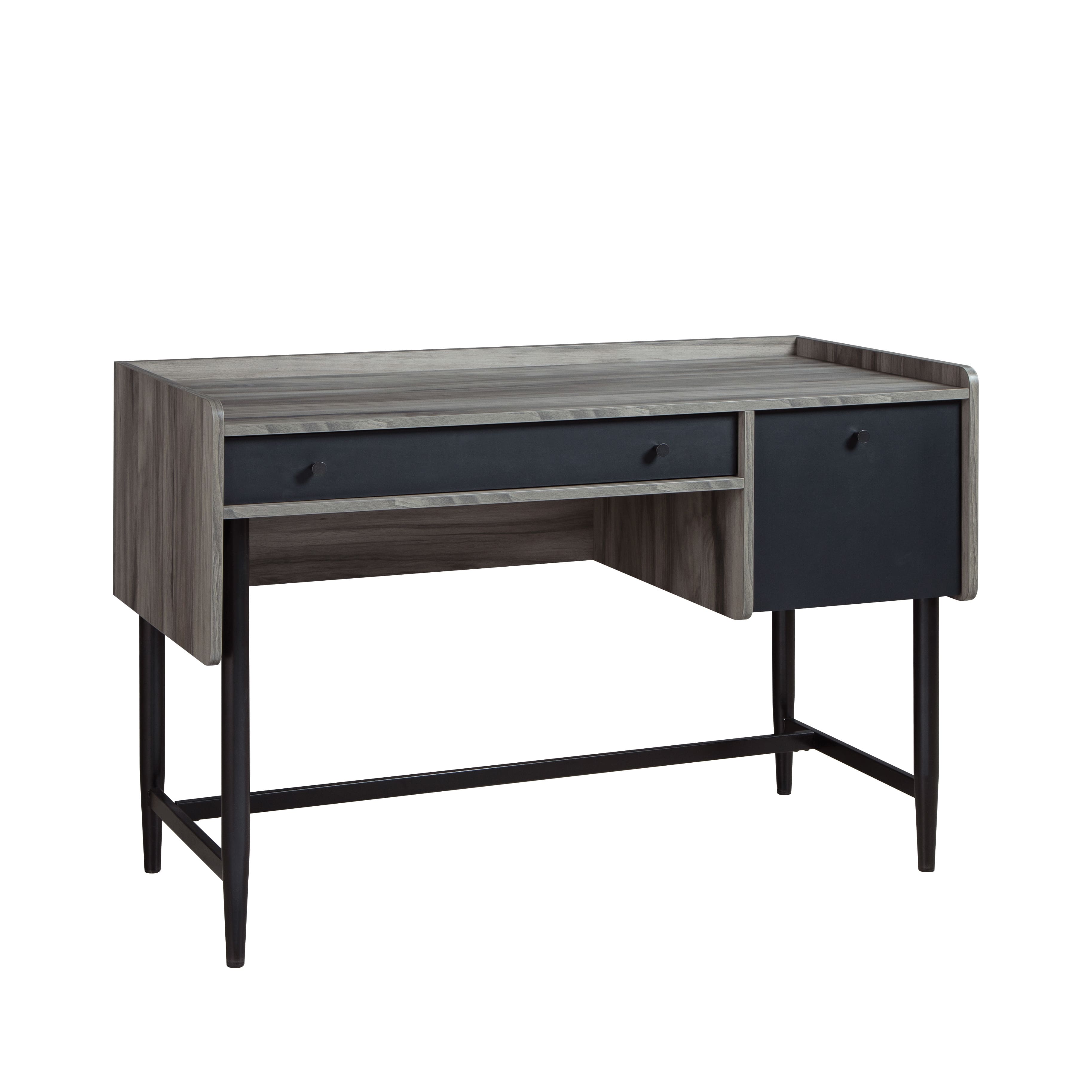 Spaco - Space Saving Desk, Smart Shelves, Full Drawer, Slim Brown Office - Gray