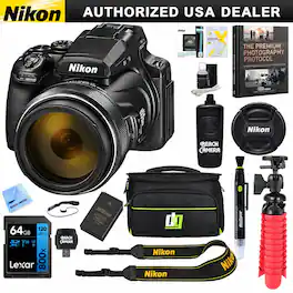 Bundle - Nikon - COOLPIX P1100 125x Super Zoom 3000mm 4K UHD VR Compact Camera