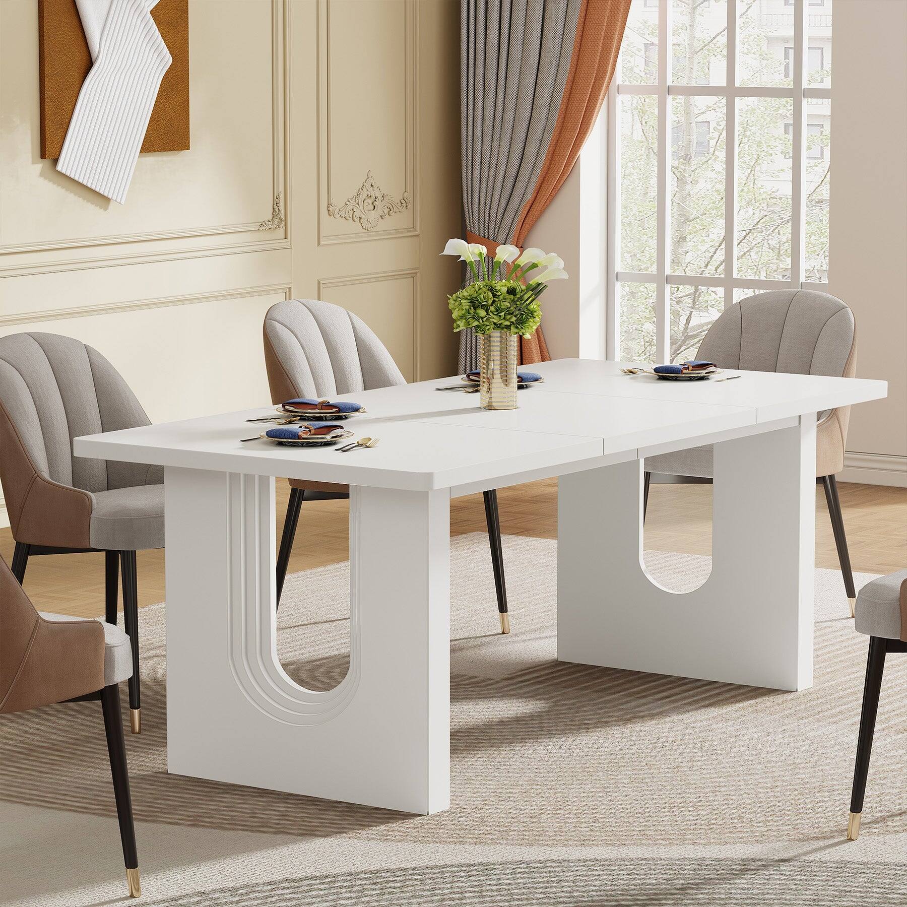 Back. Tribesigns - Office Multipurpose Table, For Everyday Items and Shared Use in Workspaces and Reception Areas - White.