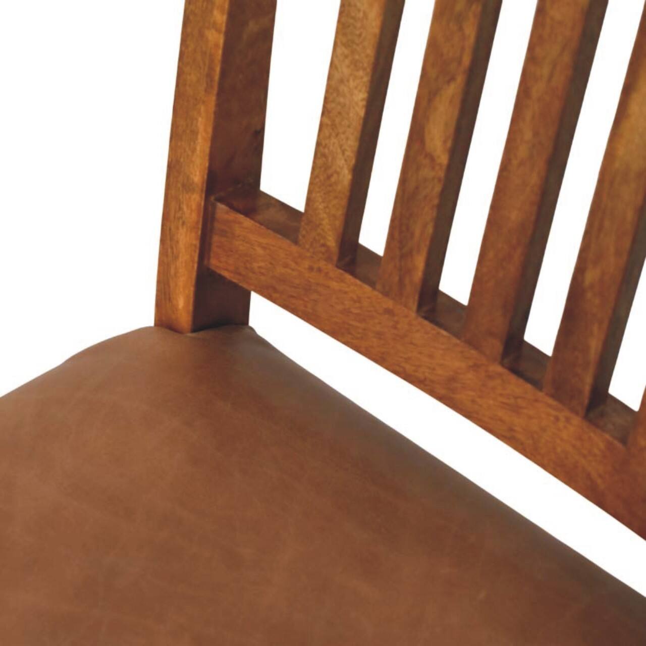 Alt View 2. Artisan Furniture - Leather Slatted Dining Chair, Brown - Brown.