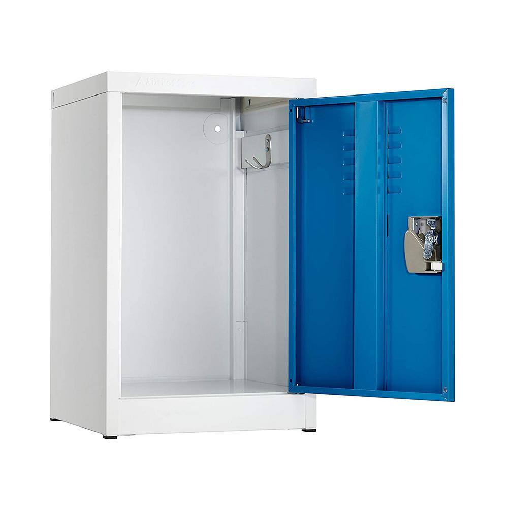 Left. AdirOffice - Storage Locker 629-Series 24" H 1-Tier Steel Locker with Key Lock - Blue.