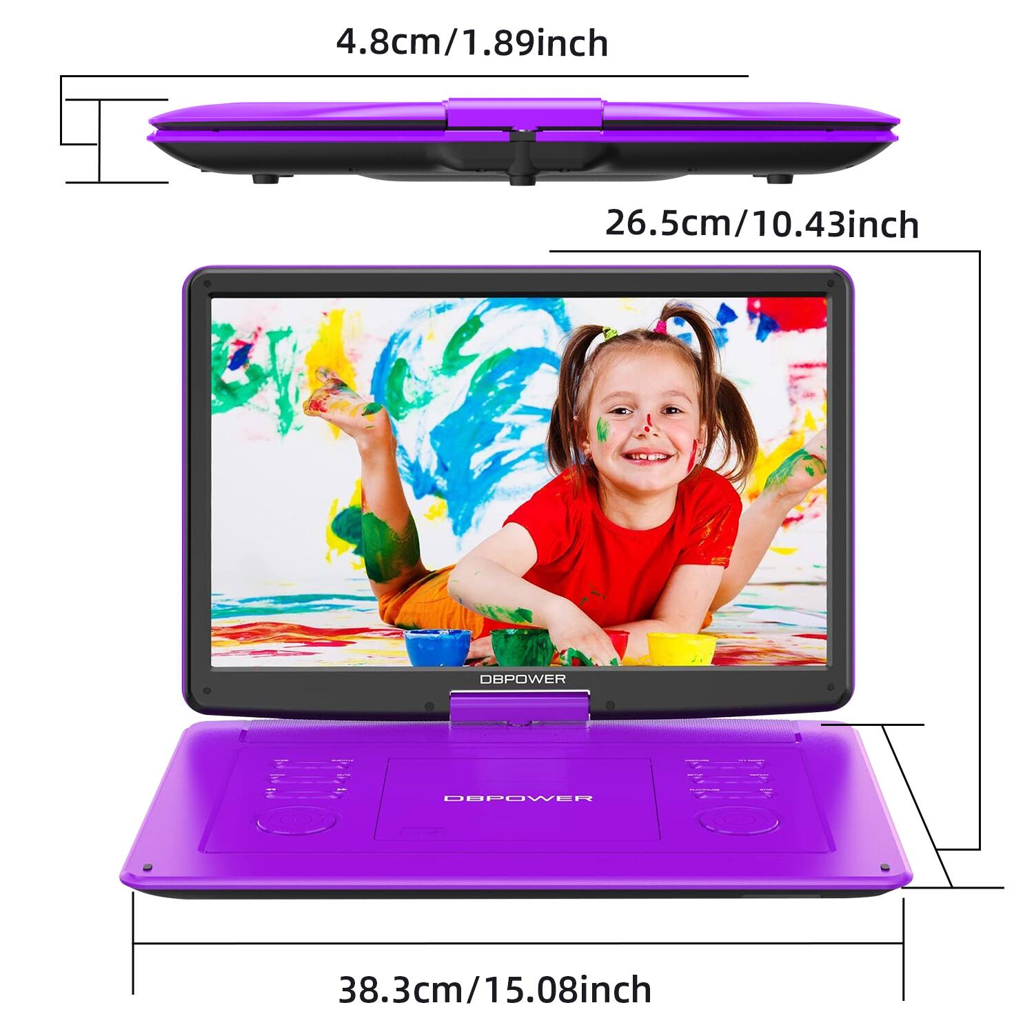 4.8cm/1.89inch  
26.5cm/10.43inch  
38.3cm/15.08inch