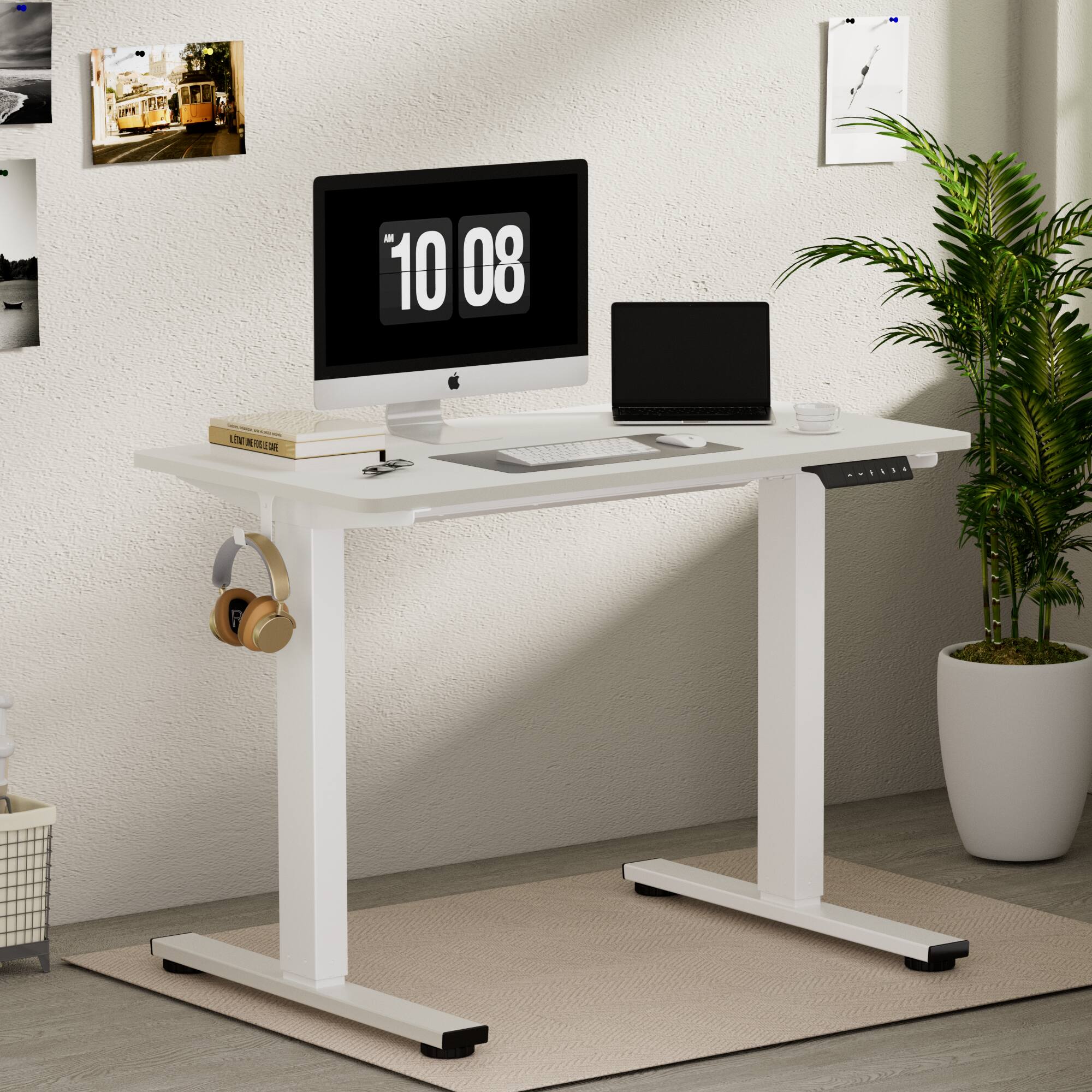 Alt View 1. FlexiSpot - FlexiSpot E2 48''W x 30''D Electric Adjustable Standing Desk Chipboard, White/White - White.