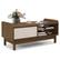 Front. Costway - Rectangular Coffee Table with Storage Weaving Sliding Door & Adjustable Shelf - Walnut.