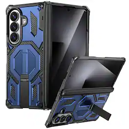 Dteck - Heavy Duty Rugged Magnetic Case For Samsung Galaxy Z Fold8 Ultra, Foldable Kickstand Shockproof Hinge Protection Cover - Blue