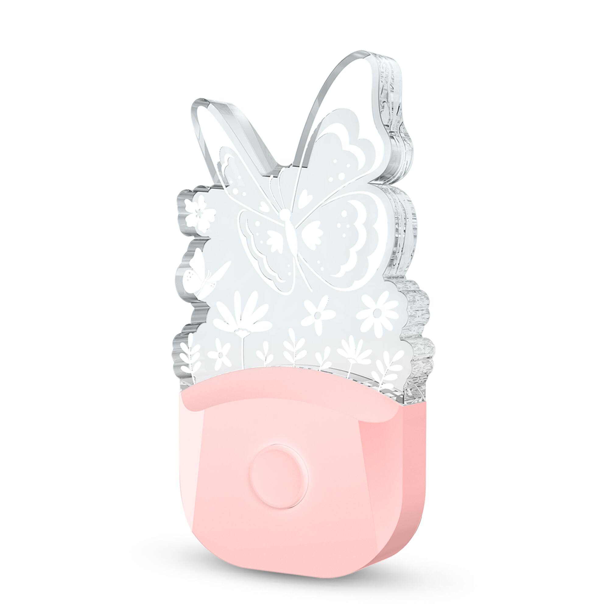 Front. Jandcase - JANDCASE 0.5W Plug-in Night Light, RGB Color Changing, Butterfly Acrylic Design, Color Memory, Dusk-to-Dawn Sensor - Pink.
