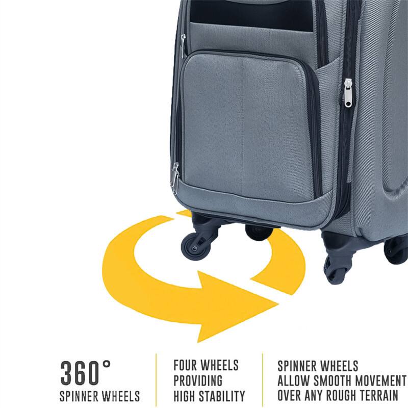 360° Spinner Wheels  
Four Wheels Providing High Stability  
Spinner Wheels Allow Smooth Movement Over Any Rough Terrain