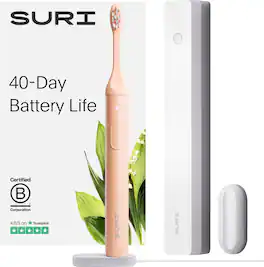SURI - S1 Electric Toothbrush with UV Light Cleaning and Charging Case and Mirror Mount - Pink