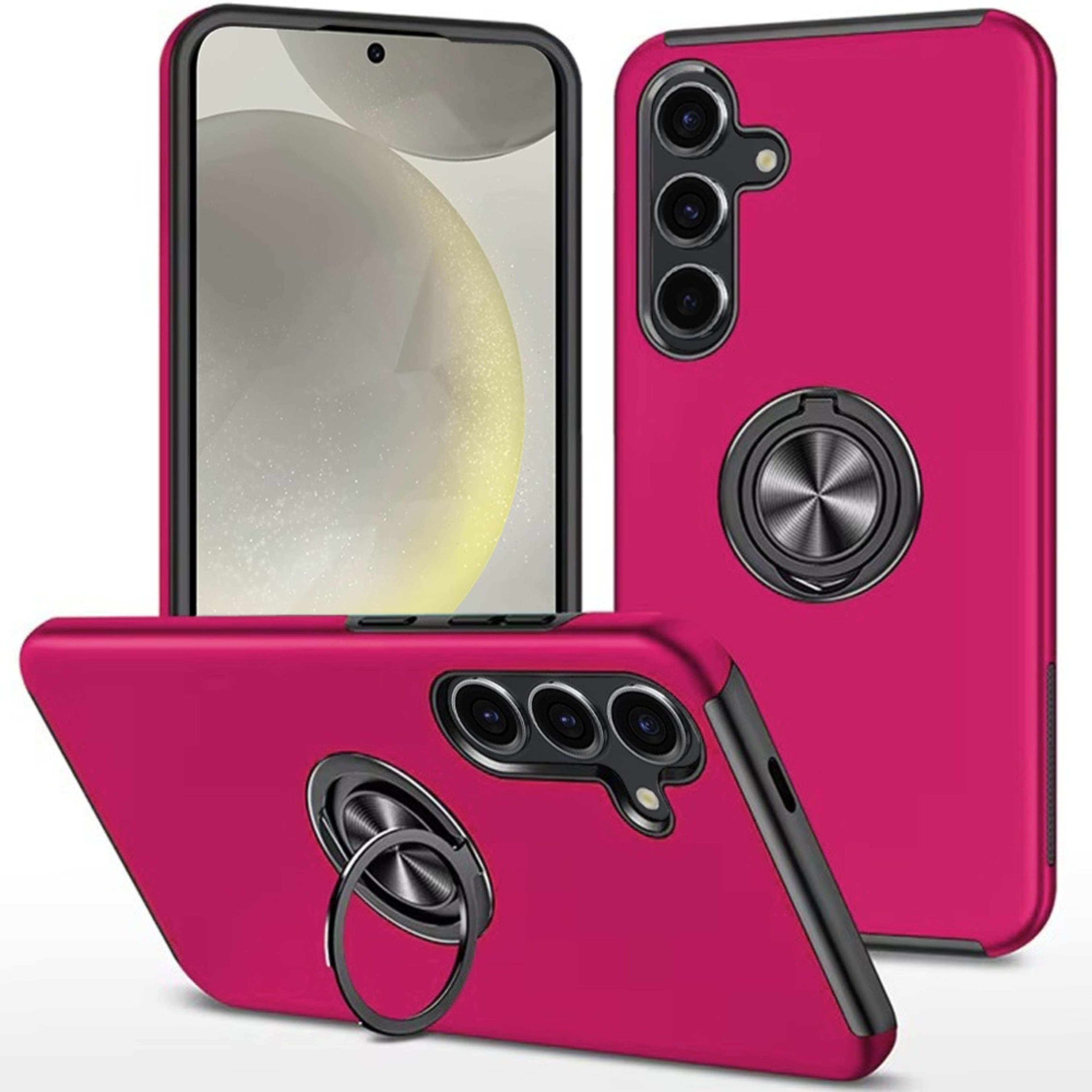 Kitcheniva - Rubber Dual Layer Magnetic Ringstand Plus Tempered Glass For Samsung S25 Plus/S24 Plus - Hot Pink price history on PriceWatchPro