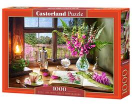 Castorland - 1000 Piece Jigsaw Puzzles, Still Life with Violet Snapdragons , Classic interior, Window view, C-104345-2 - Red