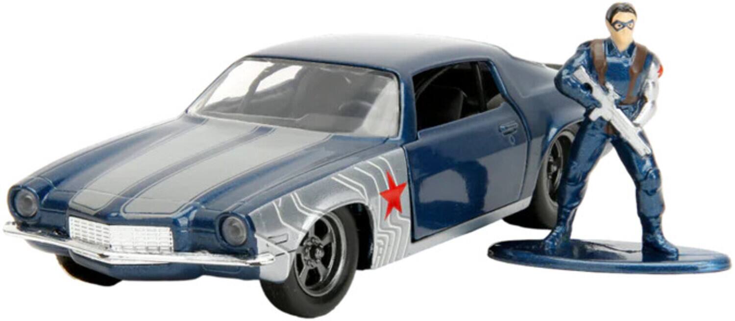 Front. Jada Toys - Jada Toys - 1:32 Marvel: Avengers - '73 Chevrolet Camaro with Winter Soldier Figure   - Collectibles - Mulitcolor.