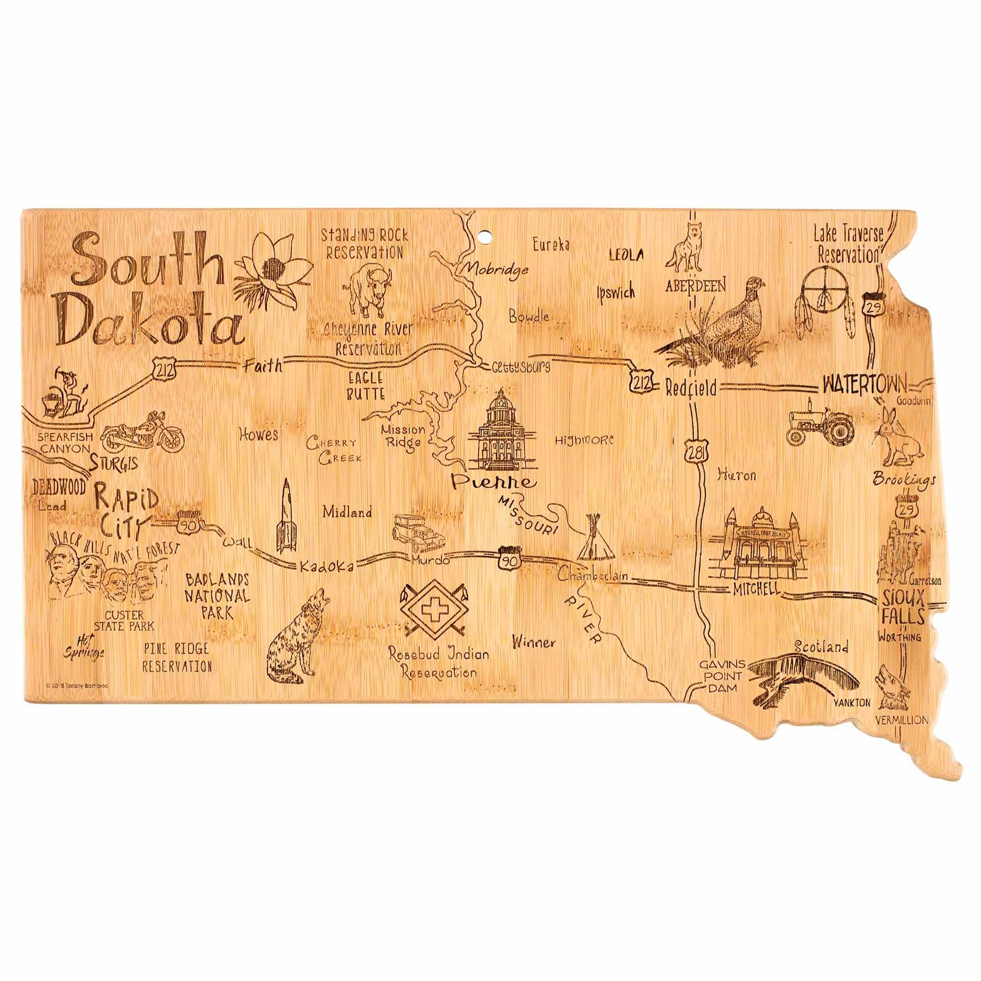 Totally Bamboo - Destination South Dakota Cutting Board, 9-3/4" x 16"