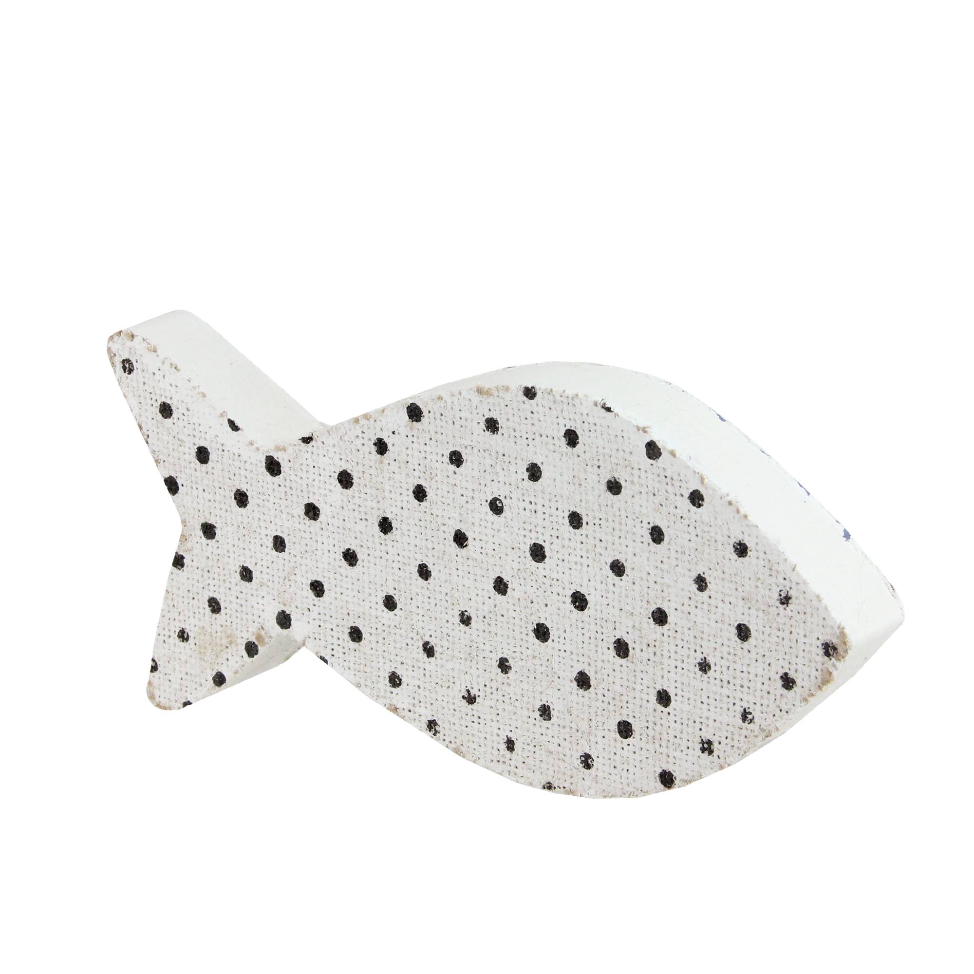 Alt View 1. Northlight - Cape Cod Inspired Polka Dot Fish Decoration - 10” - White and Black - White.