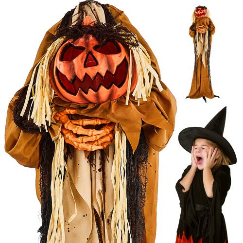 Alt View 1. Winado - 5.5FT Halloween Pumpkin Man Prop with Lighted Eyes, Head Falling Off Scary Sound for Indoor Outdoor Holiday Decoration - Orange.