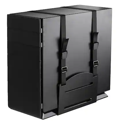 Front. Mount-It! - Heavy-Duty Adjustable Wall Mount CPU Holder Bracket with Secure Straps Fits Most Towers, Black - Black.